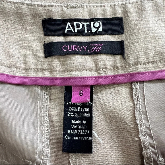 Apt. 9 Womens Light Brown Curvy Fit Pants Size 6 - Picture 4 of 5